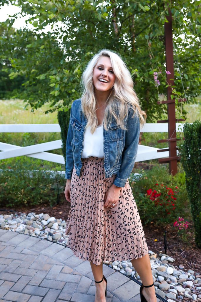 How to Style a Pleated Leopard Midi 