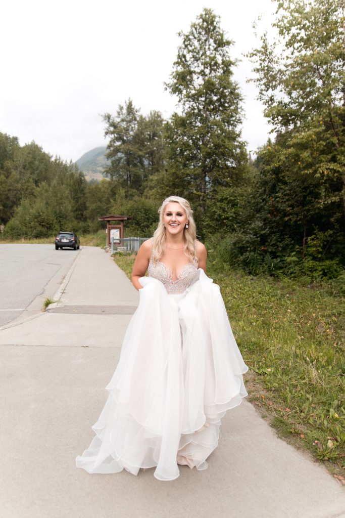 kenny-dress-hayley-paige-a-line-organza-wedding-dress-blogger-wedding-chelsea-adams-alaska-elopement