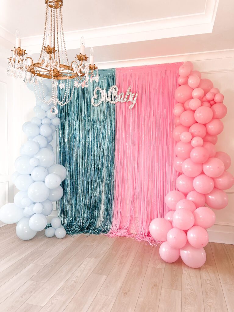 gender reveal party balloon arch