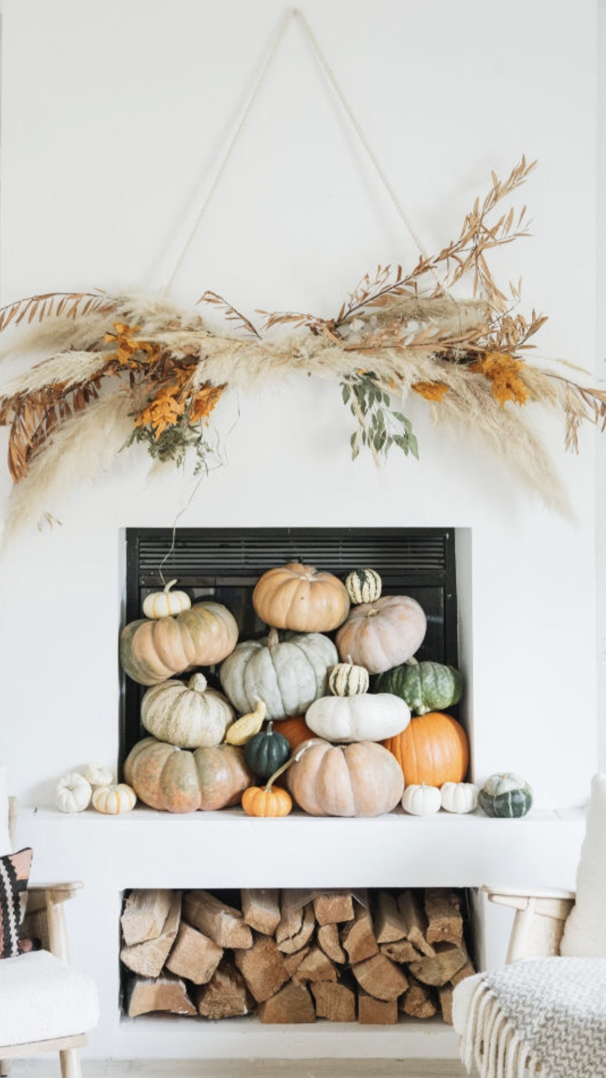 chelsea-adams-fall-iphone-wallpapers-white-pumpkins-fall-home-decor-pink-pumpkins-stack-fireplace