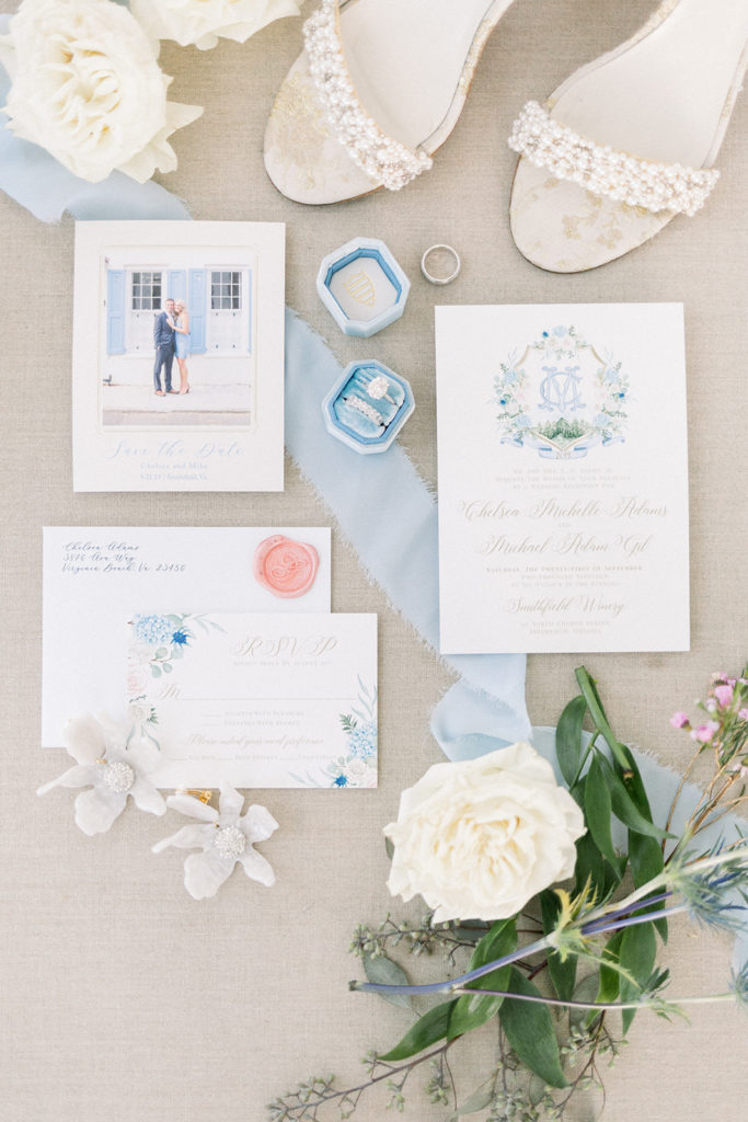 chelsea-adams-mike-gil-wedding-custom-watercolor-crest-monogram-wedding-invitation
