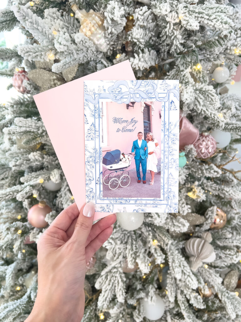 blue toile photo christmas card chelsea adams