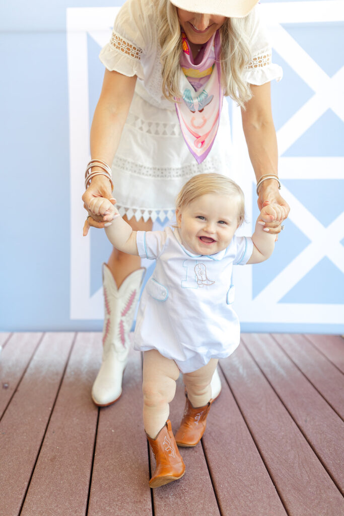 my first rodeo party hand embroidered bubble suit for boys