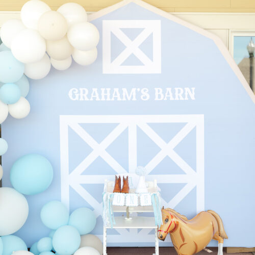 my first rodeo birthday party blue barn backdrop etsy