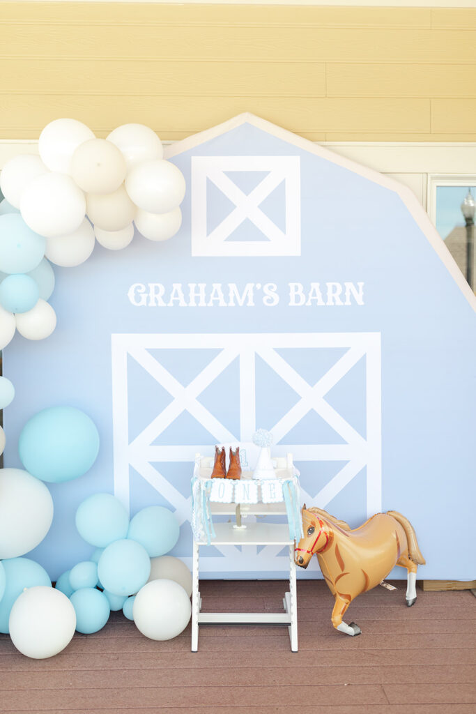 blue barn backdrop rodeo party