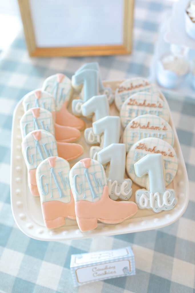 my first rodeo party cookies cowboy boot cookies first birthday party cookies 